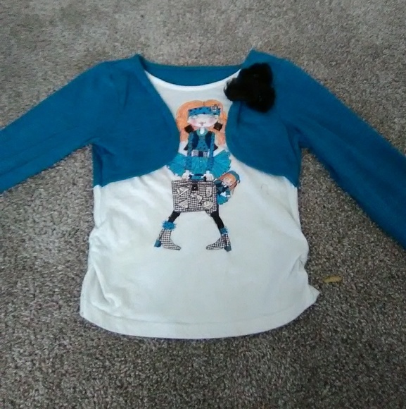 Blue Long Sleeved Shirt| Person And Flower - Picture 2 of 4